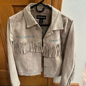 Misdemeanor Beige Fringe Leather Jacket